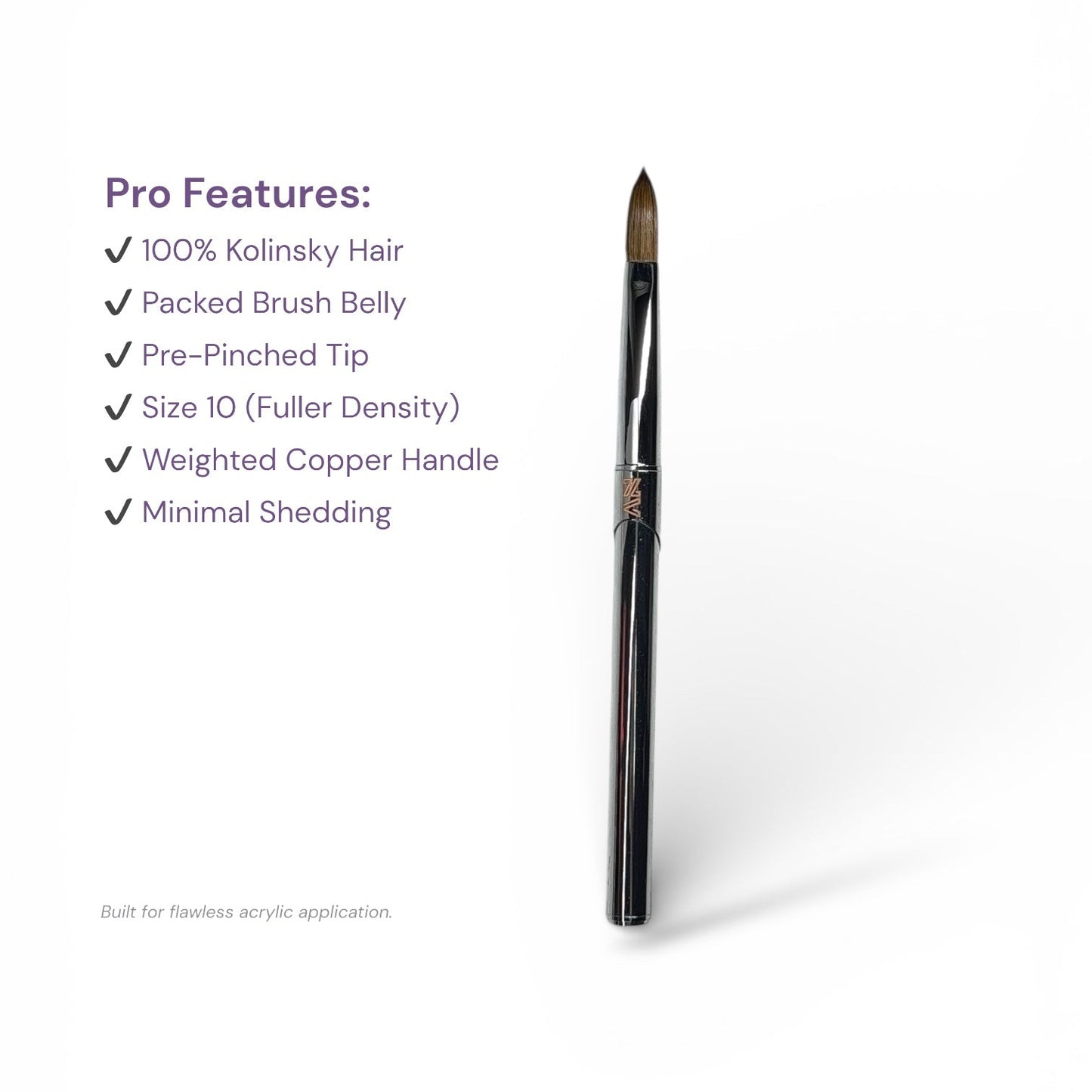 NVB Pro Kolinsky Acrylic Brush-Size 10 (Silver)